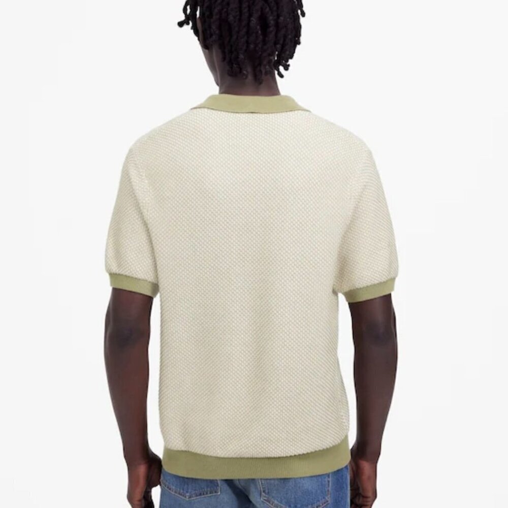 NWT Madewell Olive Honeycomb Stitch Johnny-Collar Sweater Polo - Size: Small - Picture 8 of 13